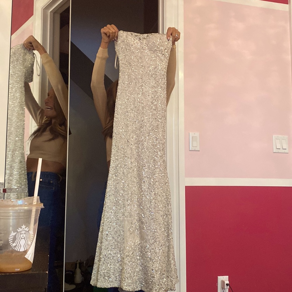 Manuel Mots Sequined silver dress